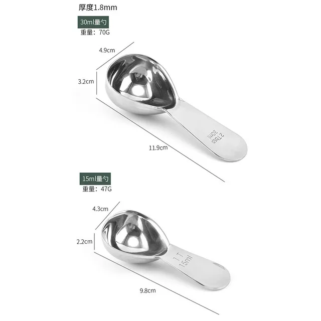 Rozsdamentes Acél Mérő Kanál Méretarányú Tejpor Fűszer Kanállal Kávékanál Konyha Szett Új - Image 5