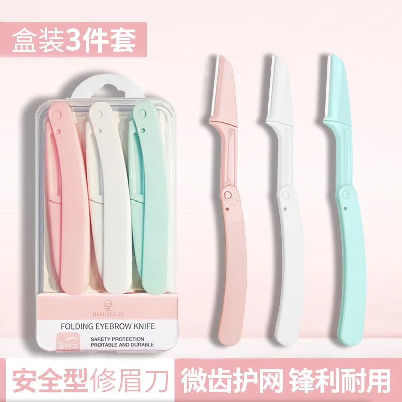 Foldable Eyebrow Trimmer for Women Replaceable Blades Beginner's Kit