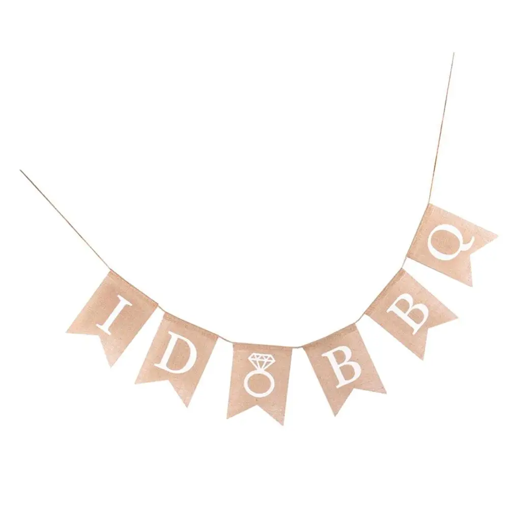 Rustic I Do BBQ Burlap Banner Bunting Flag Engagement Hen Party Favor