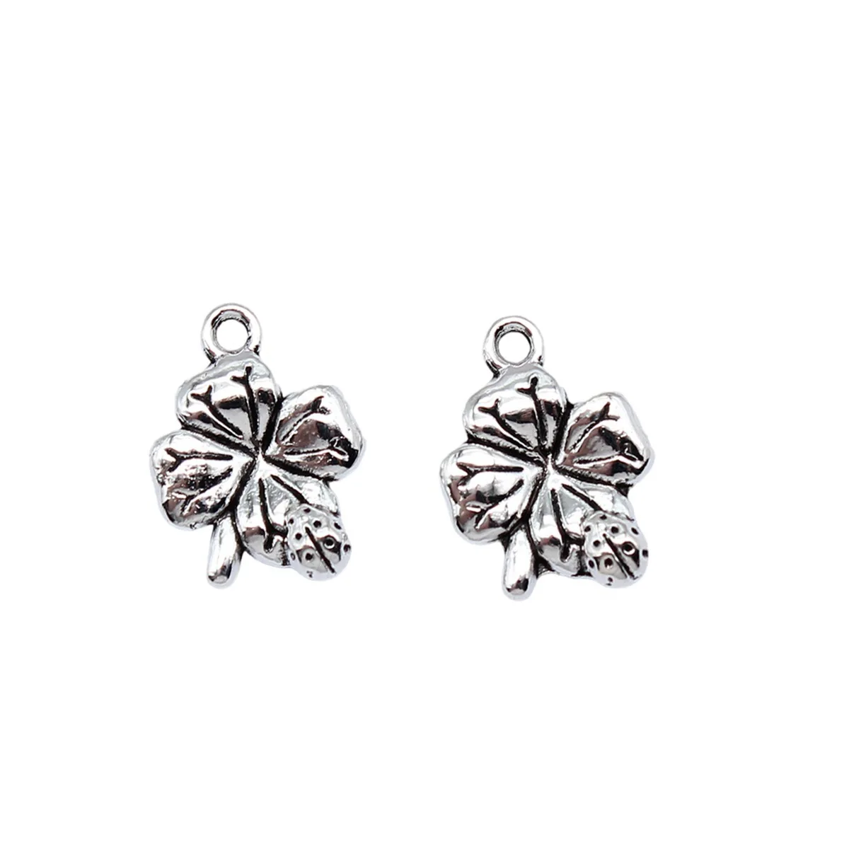 WYSIWYG 20pcs 17x12mm 골동품 실버 컬러 무당 벌레 클로버 매력 펜던트 DIY 쥬얼리 만들기 보석 공예 결과 만들기