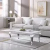 47 Inch Coffee Table, Faux Marble Coffee Tables, Rectangular Living Room Tables, Elegant Side Table with Stainless Steel 1
