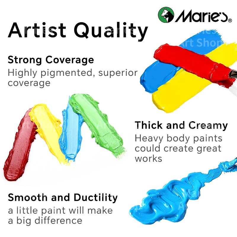 Marie's 5 Packs 100ml/3.38oz Colorful Acrylic Paint Set for Models,DIY Craft,Canvas,Eggs,Rock,Wood,Wall for Adults & Artists 2