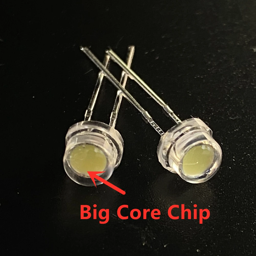 White 5mm F5 Straw Hat LED Chandelier Crystal Lamp Beads 50pcs Super Bright Big Core Chip 6-7LM Light emitting diodes DIY lights led lamp beads