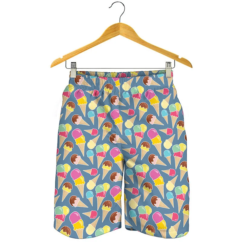 Cartoon Ice Cream Beach Shorts Mens Womens 3d Print Sports Surf Board Shorts Kids Cool Street Short Pants Gym Y2k