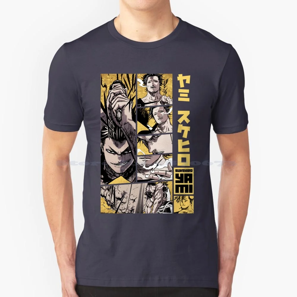 Yami Sukehiro = = Black Clover = Manga Panel Design S04-Gold-T Camicia 100% Cotone Tee Yami Manga Yami Design Yami Husbando Yami