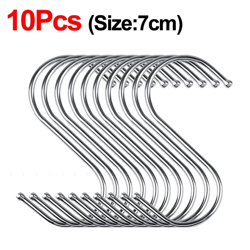 2/10Pcs S-Shape Hook Stainless Steel Clothes Bags Towel Plant