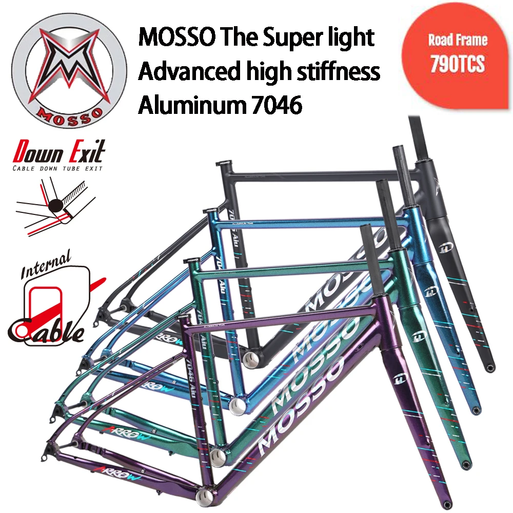 700C MOSSO 790TCS Aluminum Alloy Road Bike Frame With Carbon Front Fork Ultralight Disc Brake