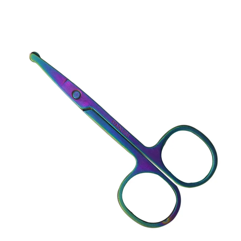Beauty and Makeup Tools High Quality Eyebrow Trimming Mini Scissors Men's Stainless Steel Round Nose Hair Scissors 4