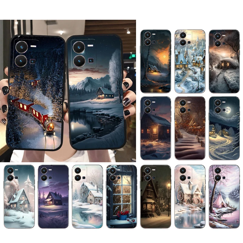 

Winter Snow Nature House Phone Case For VIVO Y31 Y21 Y77 Y76 Y35 Y55 Y53S Y15S V21 V21E V20SE X50 X60 X70 Pro Plus