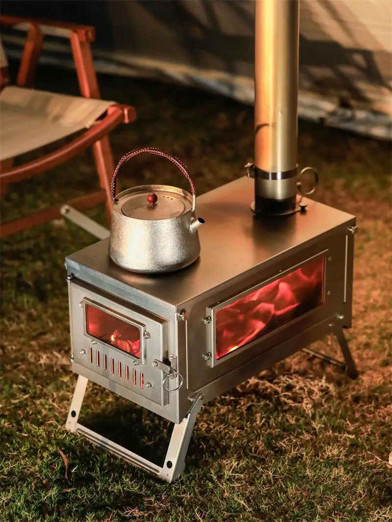 Réaud Pliable Camping Acier Inoxydable - Cuisinez Avec Du Bois, Réglable, Portable - Idéal Rando, Pêche, Pique-nique