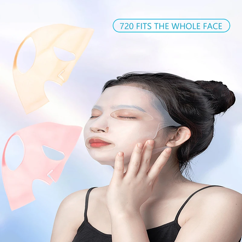 

1PC Reusable Soft Silicone Mask Elastic Women Skin Care Tool Hanging Ear Face Mask Gel Sheet To Prevent Mask Essence Evaporating