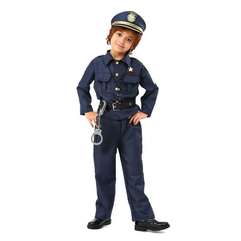 

Роскошный милый костюм офицера полиции для детей мальчиков на Хэллоуин Карнавал искусственное платье для представлений форма наряд косплей
