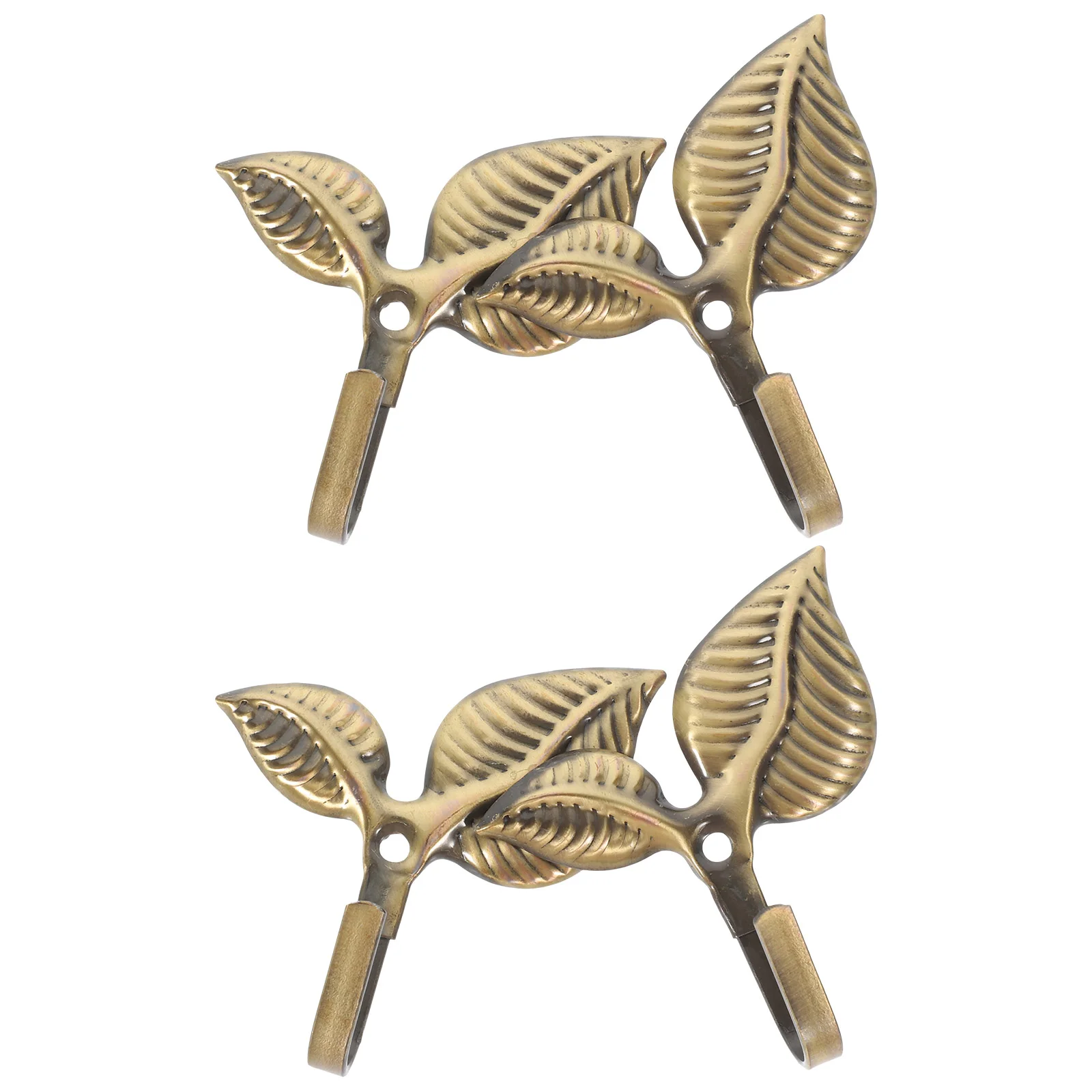 

4pcs Wall Mounted Leaf Hook Wrought Iron Rustic Wall Hook Decorative Coat Hook Metal Hook