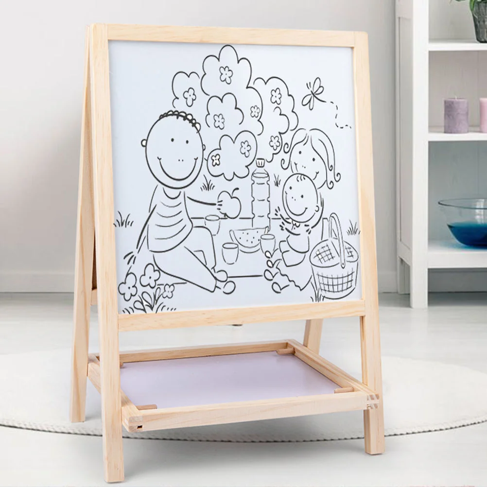 Blackboard Easel Double Sided Whiteboard Folding Graffiti Writing Magnetic Children Painting 2
