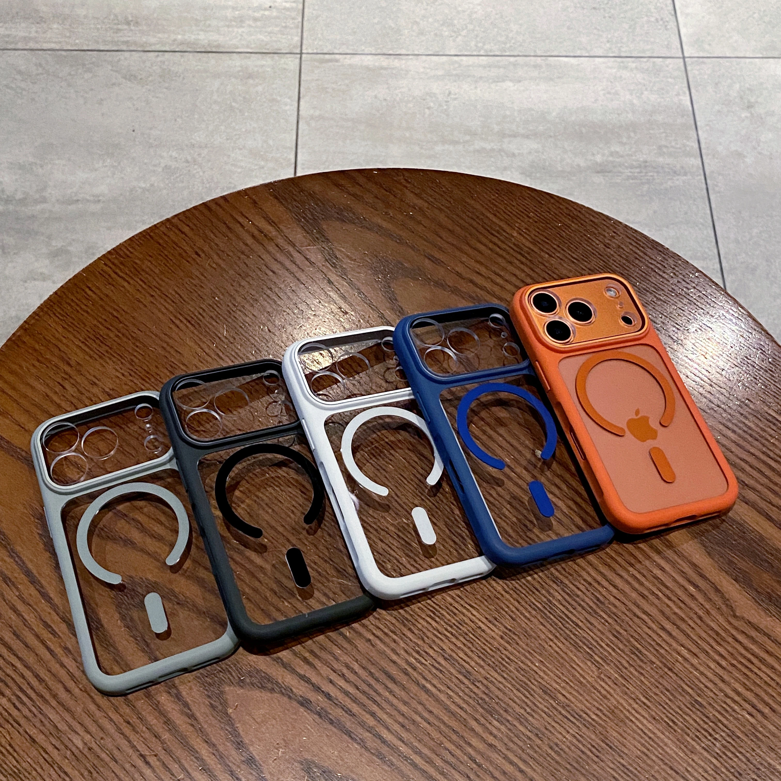 Enhanced Transparent Magnetic Phone Case with Shockproof Silicone Frame and Lens Protection