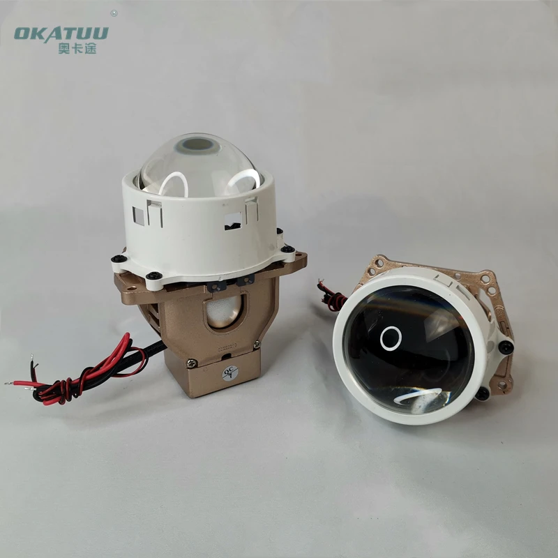 

OKATUU 3.0 Inch 50W 55W 6000K Headlight Bi LED Projector Lens High Low Beam Bright Light Bulb Lamp Two LED Chip