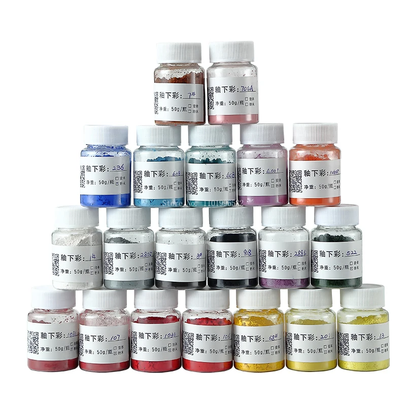 50g / Bottle Medium and Low Temperature Ceramic Underglaze Color Powder Pigment DIY Handmade Pottery Painting Coloring Pigments