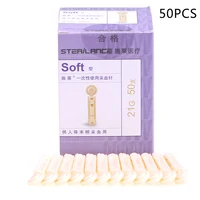50Pcs Sterile 21G Lancets Single Use Blood Test Testing Kits Glucose Cholesterol 2