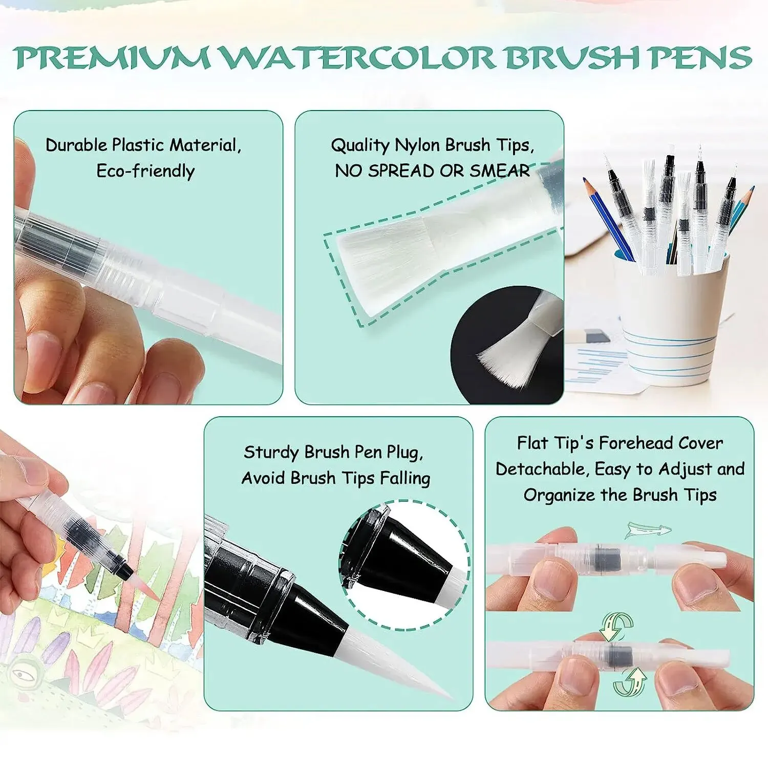 7/14pcs Watercolor Brush Pens Refillable Water Paint Brushes For Painting
