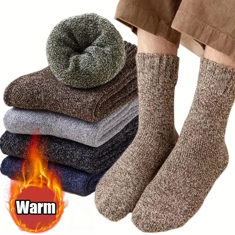 

Носки мужские теплые однотонные, утепленные удобные повседневные термоноски из флиса, бархатные носки для пола, для зимы и осени, 5 пар