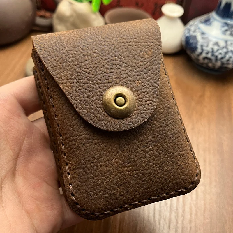 Genuine Top Leather Cigarette Case For 20 Cigarettes Handcrafted Classic Men's Style Belted Pouch Perfect Birthday Gift