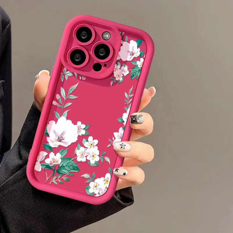 Custodia IPhone Morbida Con Fiori E Placcatura Oro - Per 15 Pro Max, 14, 13, 12, 11, X