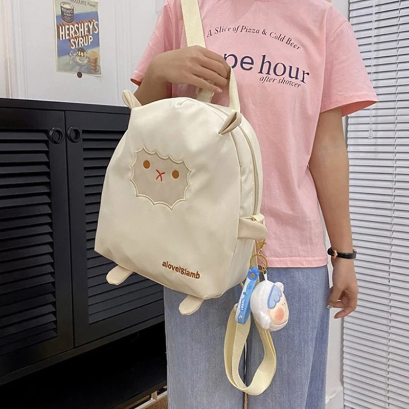 Cartoon Sheep Schoolbag Fashion Students Large Bookbags Korean Japanese Bags for Girls Women Casual Daypack