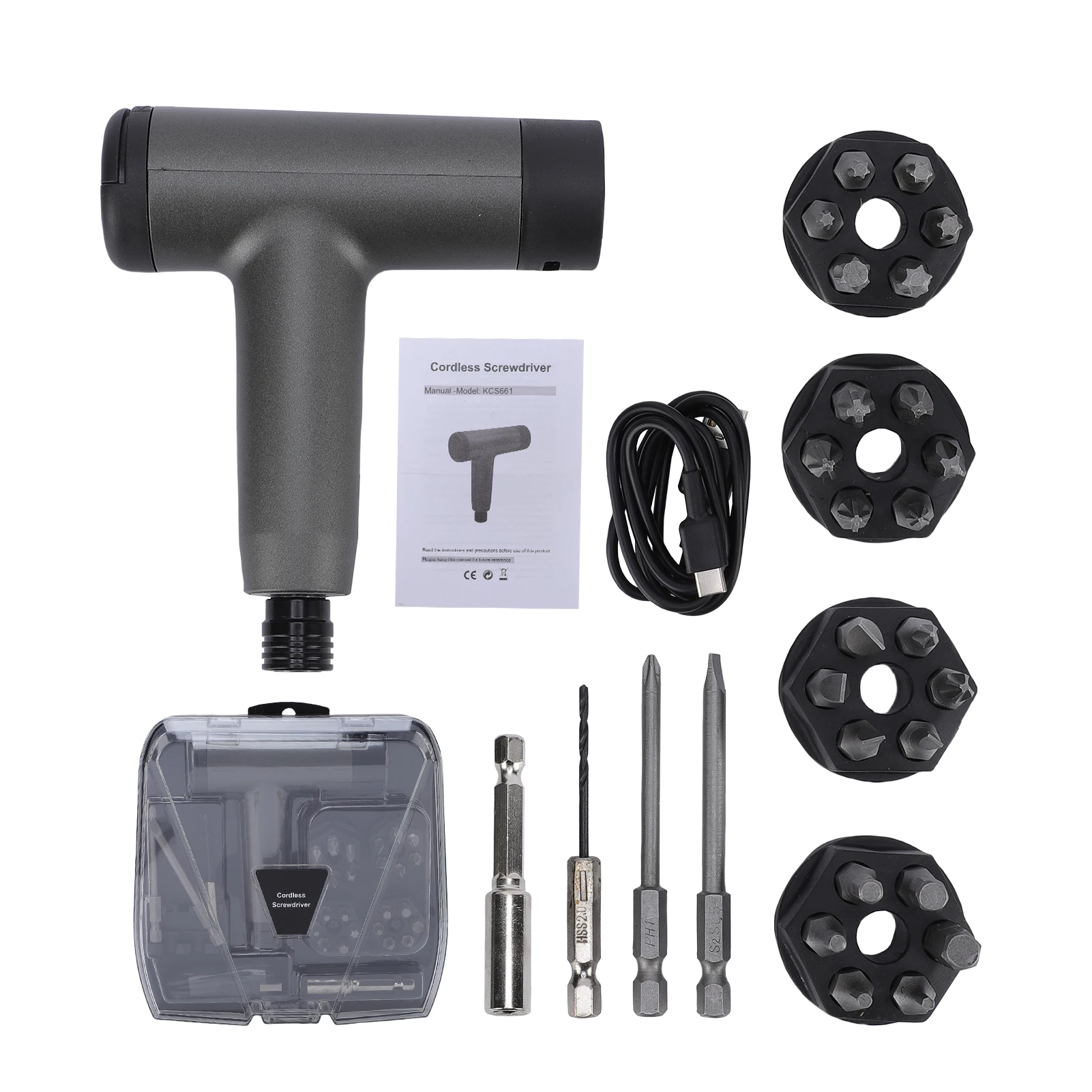 Rechargeable Electric Screwdriver Kit, 3.6V Cordless Screwdriver Set USB-C, 3 Torque Settings, 1500mAh Battery, LED Light for Fu