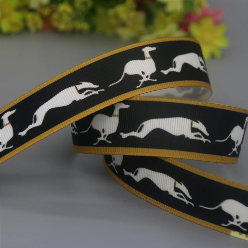 Grosgrain Ribbon DHK 50yards Dog Paw Printed Grosgrain Ribbon Accessories Material Headwear Decoration DIY Sewing Craft S2176