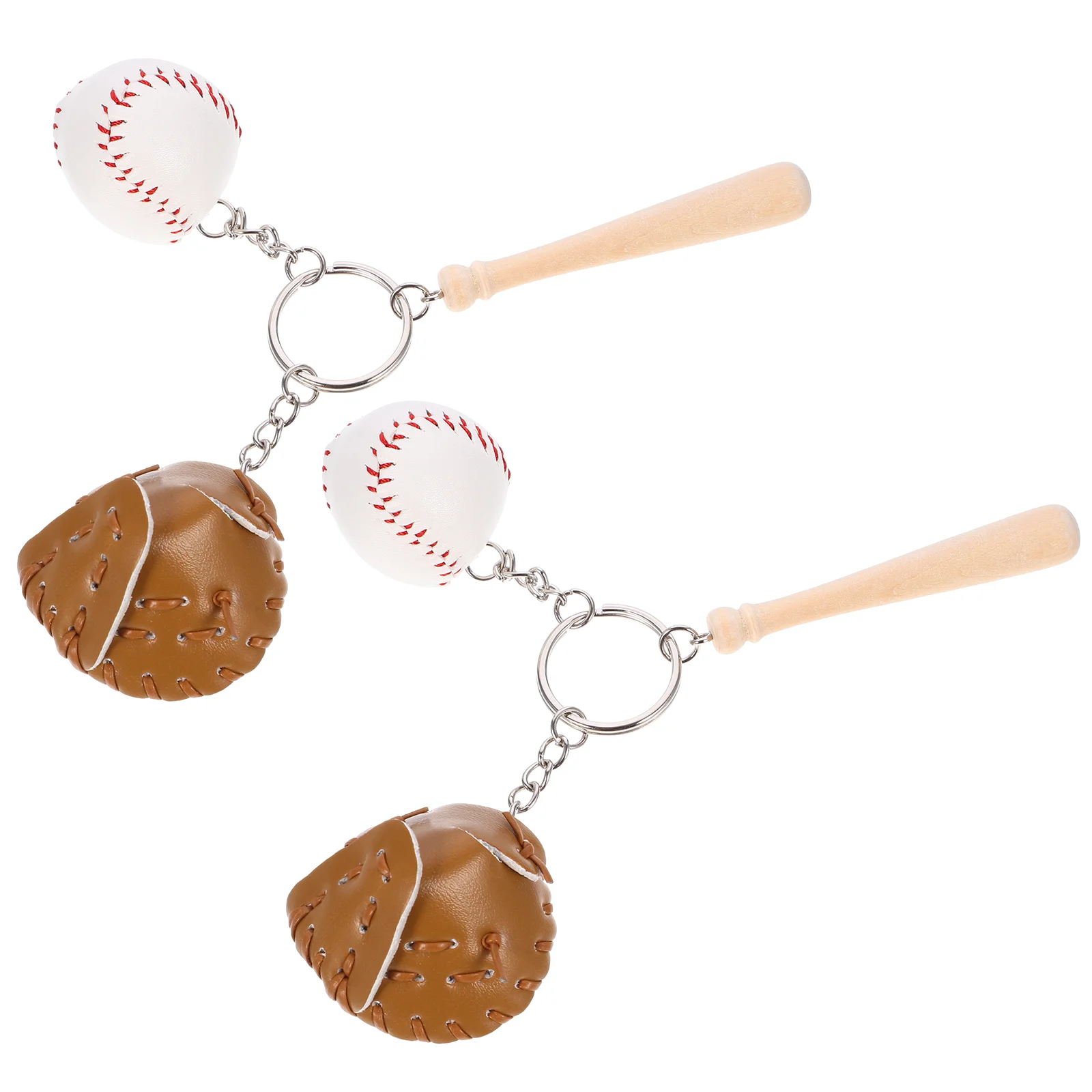 2 Pcs Baseball Pendant Christmas Goodies Keychain for Boys Shams Backpack Keychains Women Wood Ring Accessories