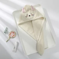 Bonnet de cheveux de chat mignon, serviette en microfibre pour cheveux longs, chapeau à séchage rapide, serviette de bain, forte absorbant l'eau, enveloppe pour femmes 4