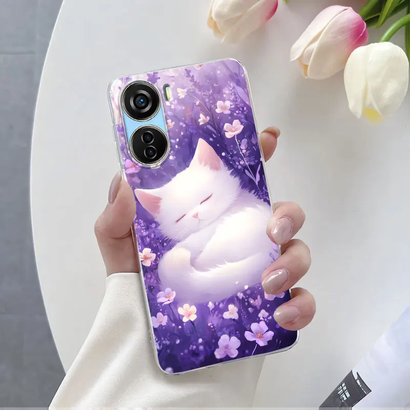 Luxury Marble Flower Transparent Soft Silicone Phone Case