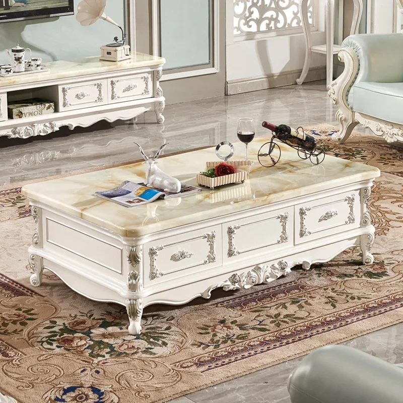 

Европейский стиль, современная простая гостиная, роскошный резной чайный столик из массива дерева, семейная мебель, комбинация