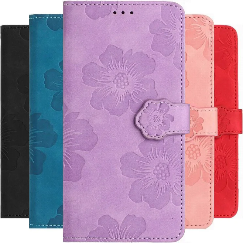 Floral Book Style Flip Wallet Case with Card Slots