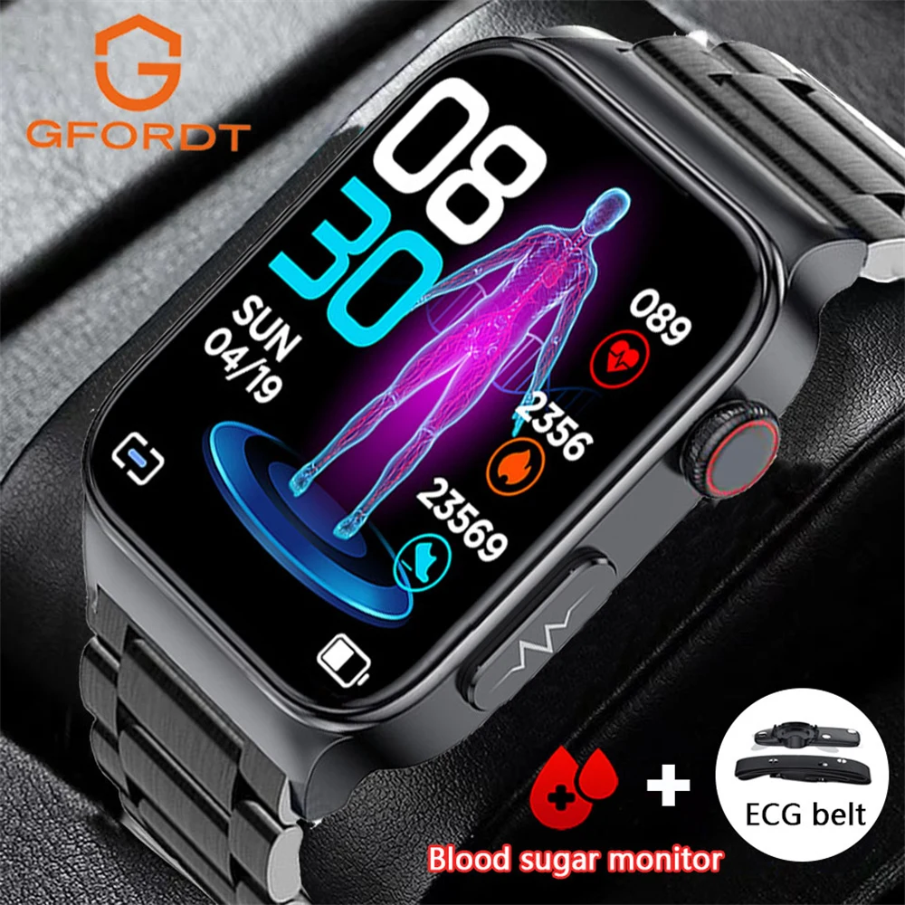 

GFORDT NEW Blood Glucose Smart Watch Men ECG PPG Heart Rate Blood Sugar Monitor IP68 Waterproof Fitness Tracker Smartwatch Women