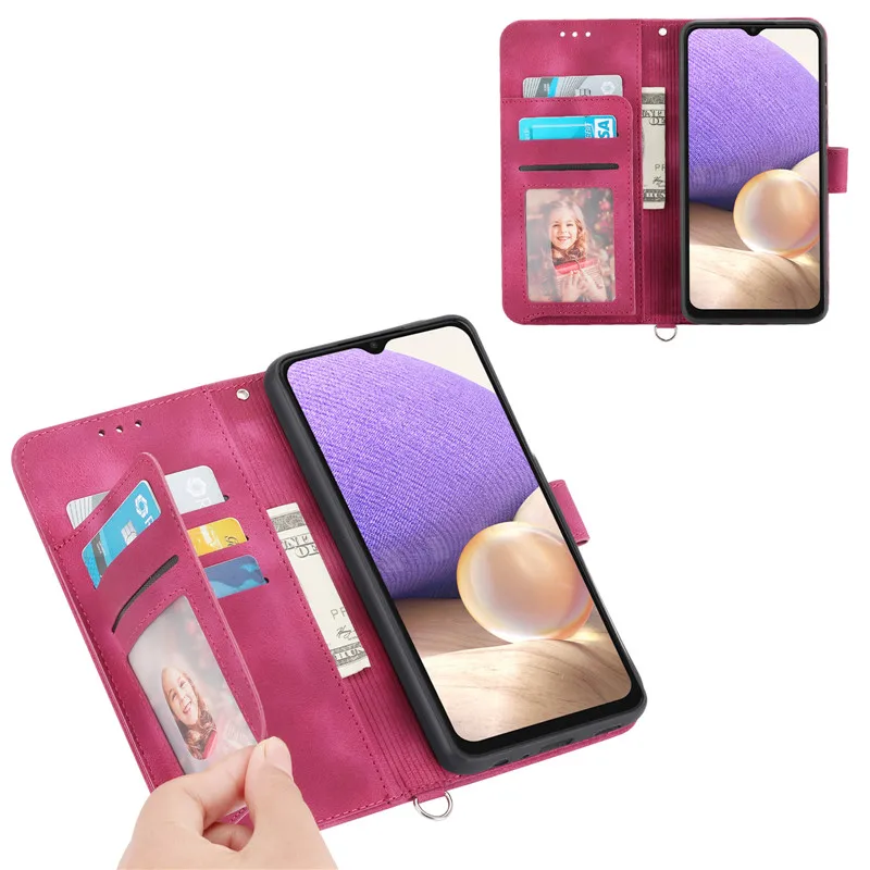 Leather Magnetic Flip Wallet Phone Case with Floral Design