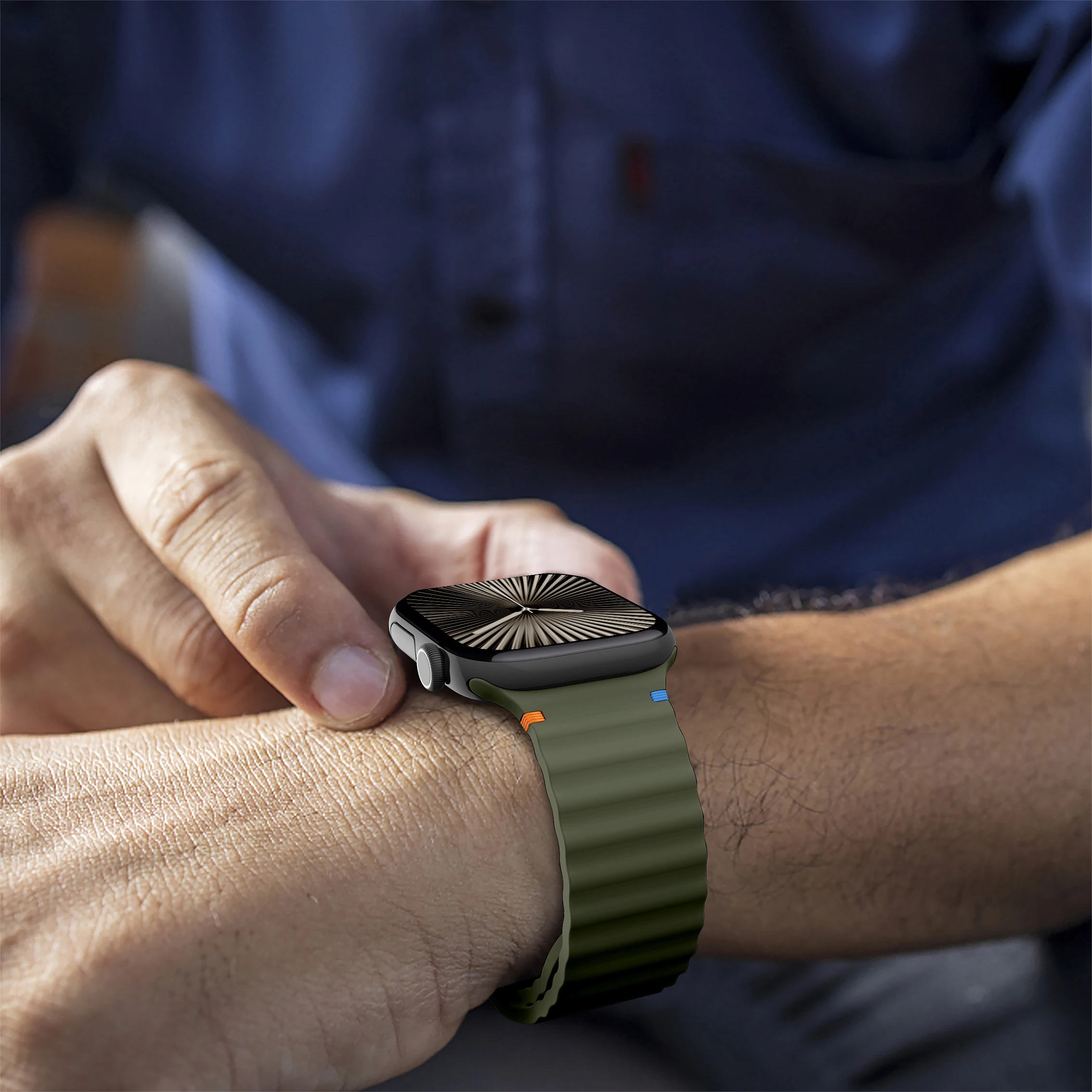 รูปสินค้า สายซิลิโคนลายคลื่นสำหรับ Apple Watch 46/42/44 มม.