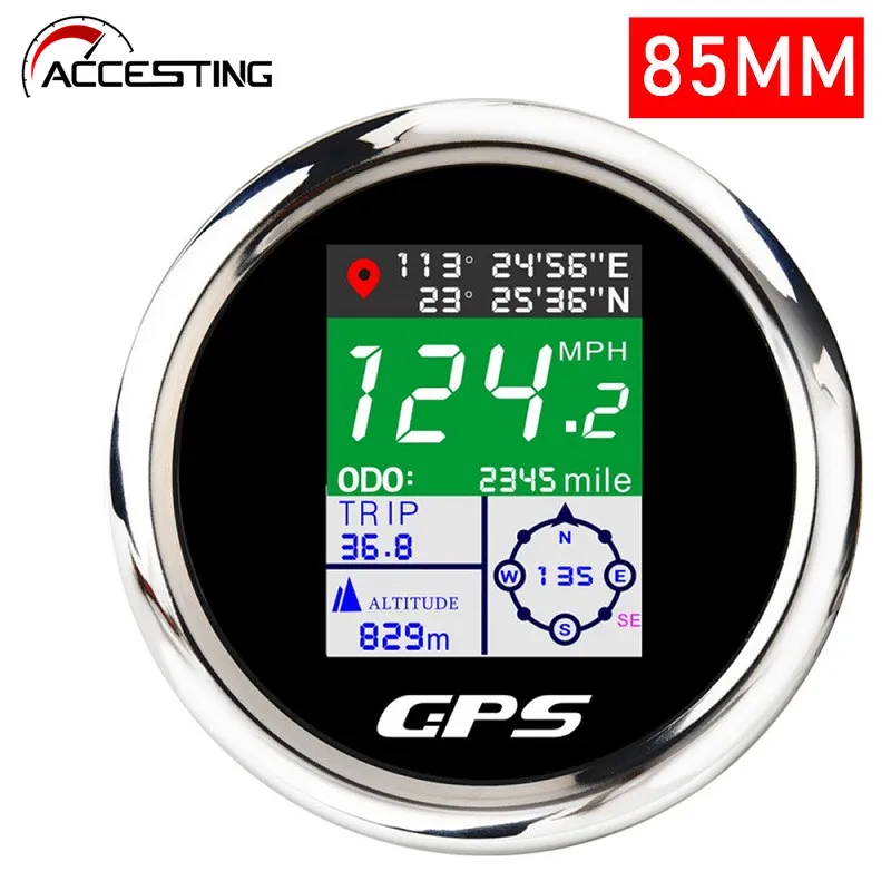 52mm85mmDigitalGPSSpeedometerWithGPSAntennaAdjustableMphKnot