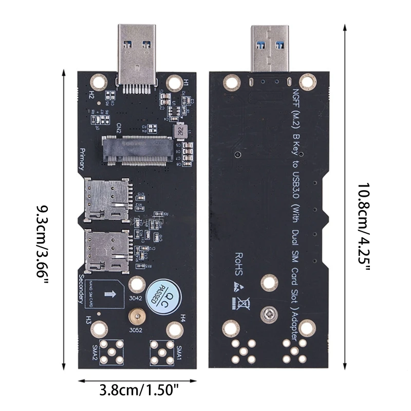 키 B용 M.2용 USB3.0 듀얼용 카드 슬롯 어댑터용 WLAN/LTE 지원 Ngff for M.2 B-Key 3042/3052 LTE 3G