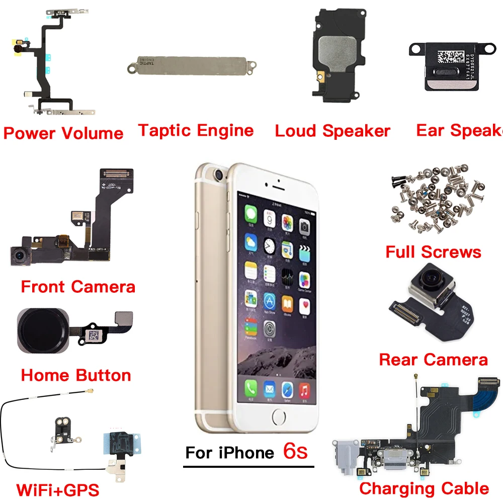 Parti Interne Per Iphone 6S Fotocamera Anteriore Posteriore Pulsante Domestico Volume Di Alimentazione Cavo Flessibile Auricolare Altoparlante Wifi Vi
