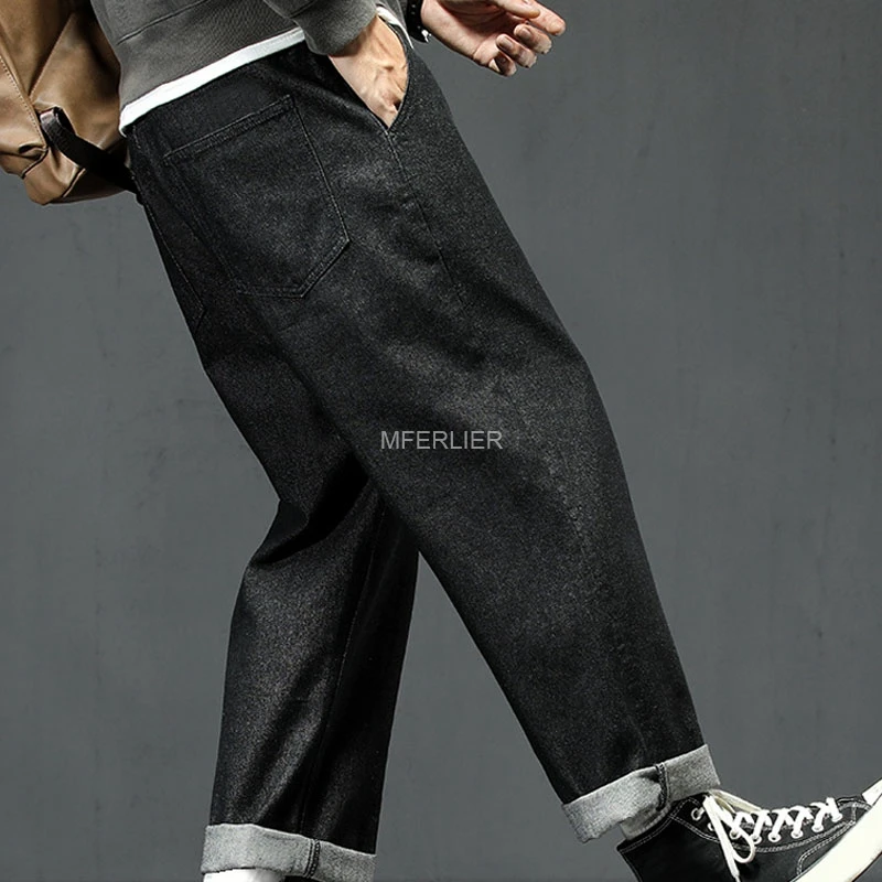 Autumn Spring Large Size Jeans For Men Waist 145cm Cotton Loose Trousers 6XL 7XL 6