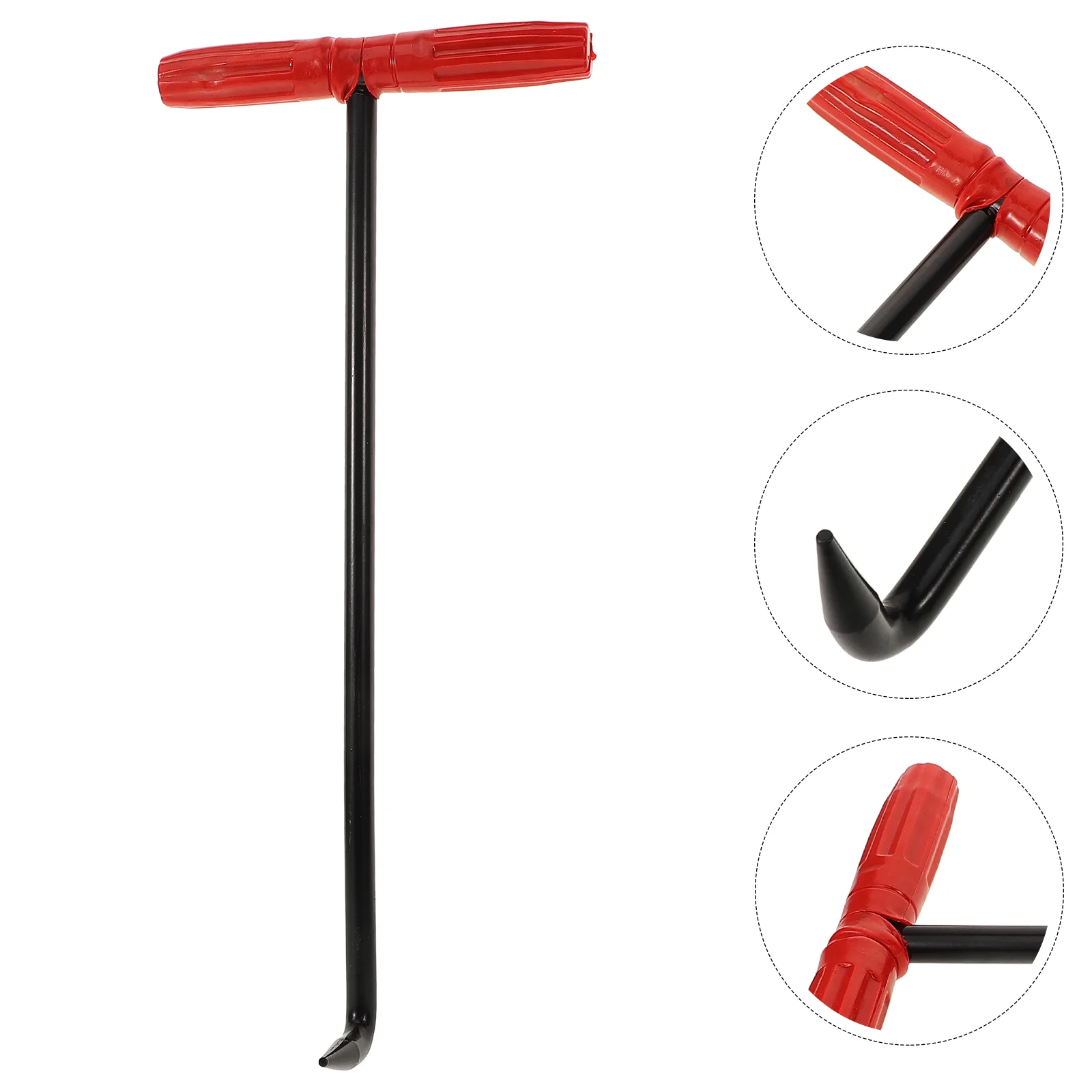 

Lifters Manhole Cover Hook T-shaped Pull Lifting Tool Rubber Sleeve Metal Lid Gadget Heavy Duty Iron