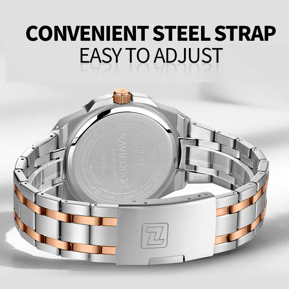 NAVIFORCE Quartz Watch For Men Luxury Business Luminous Stainless