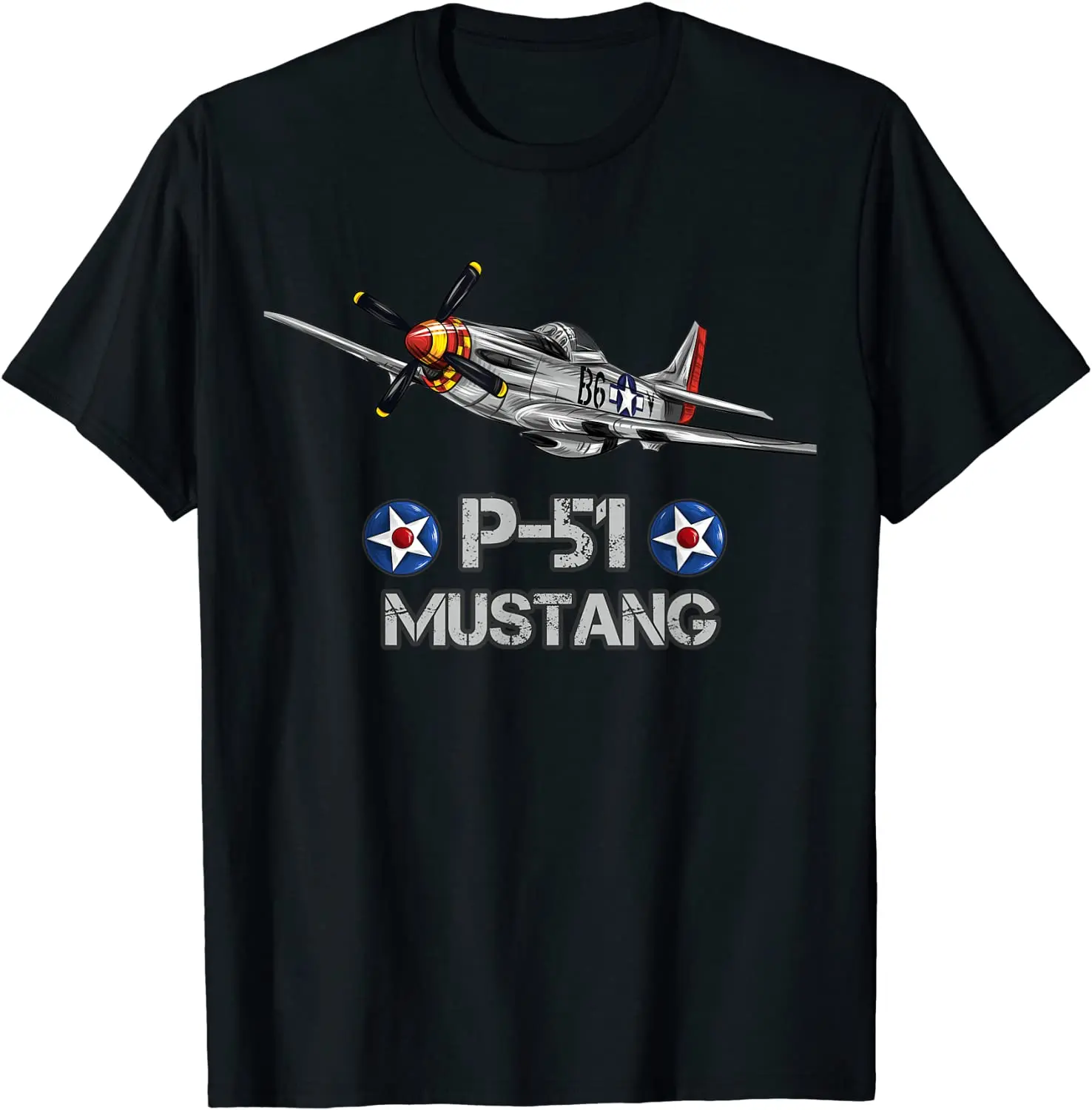 American World War 2 P-51 Mustang Fighter Airplane Men T-Shirt Short Casual 100% Cotone Camicie
