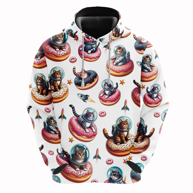 thumbnail image 1 of Sudadera con capucha con estampado 3D de gato arcoíris y galaxia para hombre, ropa con diseño de dibujos animados, sudaderas de gatos, ropa de calle masculina de hip hop, sudadera con capucha con taco, 1 of 5