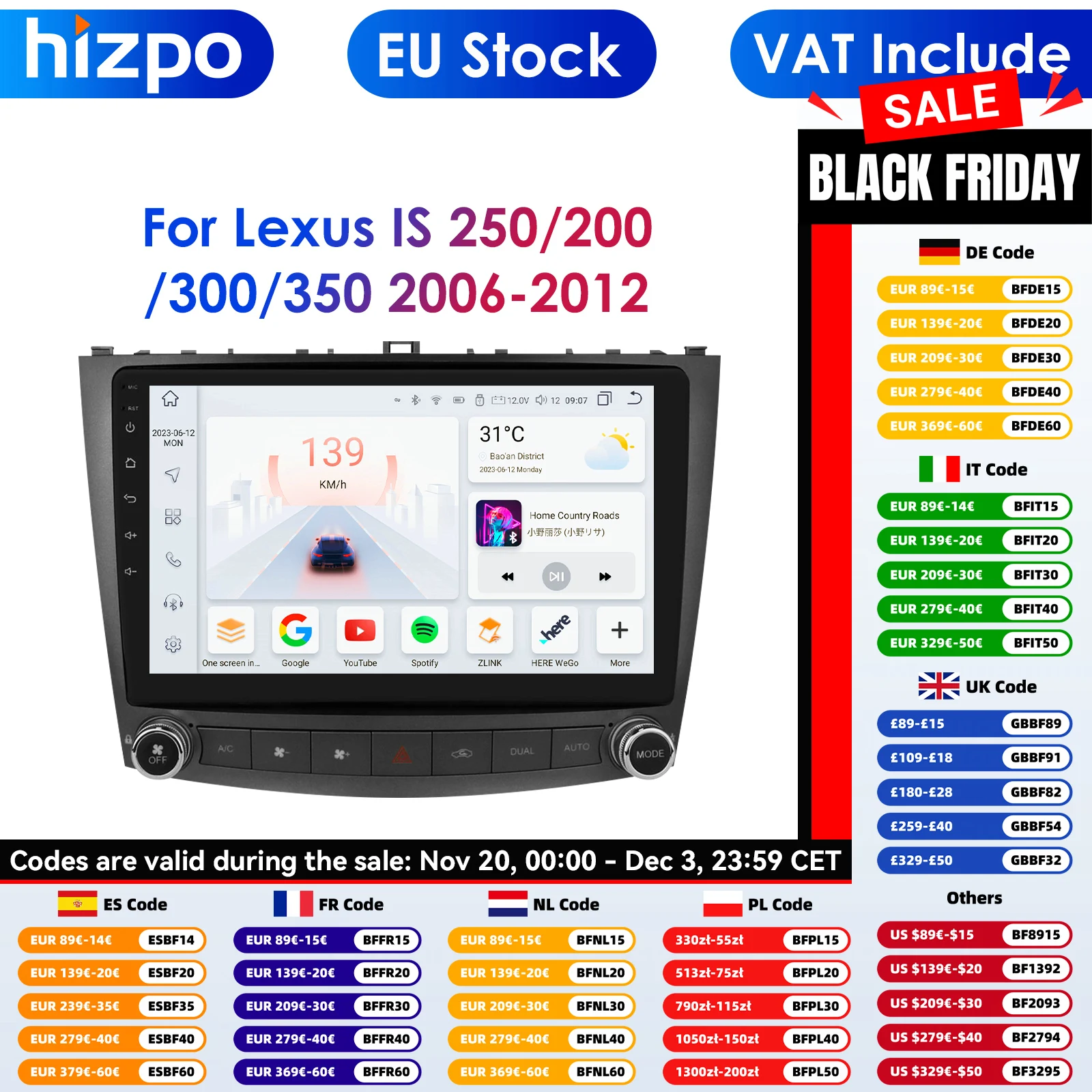 4G Autoradio 2Din Android 14 Car Radio for Lexus IS250 IS300 IS200 IS220 IS350 Multimedia Video Player Navigaion GPS Head Unit