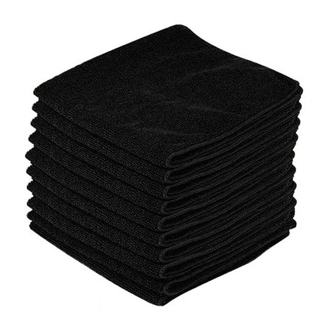Letaosk 10Db/Set Black Mikroszálas Szövet Törülköző Rongy Mosás Tisztításához Szárítás Polírozás Az Ablak Képernyője 30X30Cm