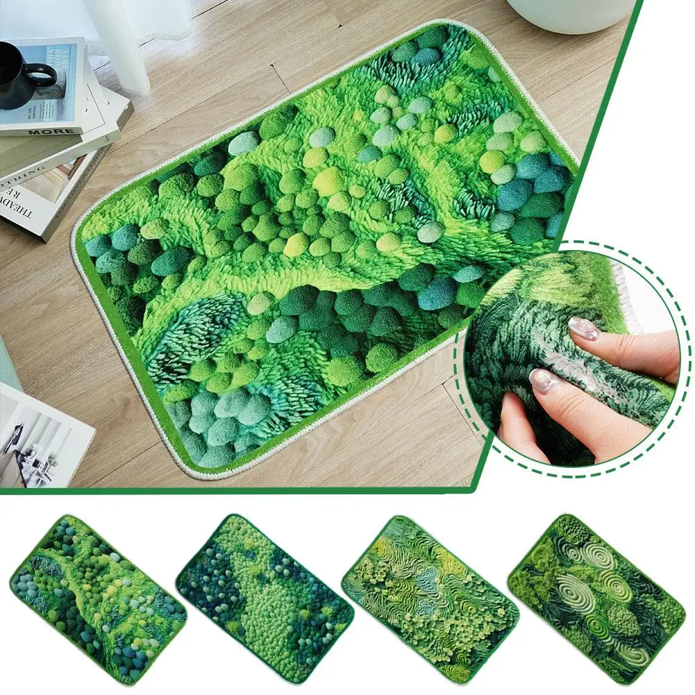 

3D стерео Моховой коврик для гостиной, зеленое искусство, прикроватный напольный коврик для спальни, противоскользящий современный ворсистый искусственный коврик Y1Z6