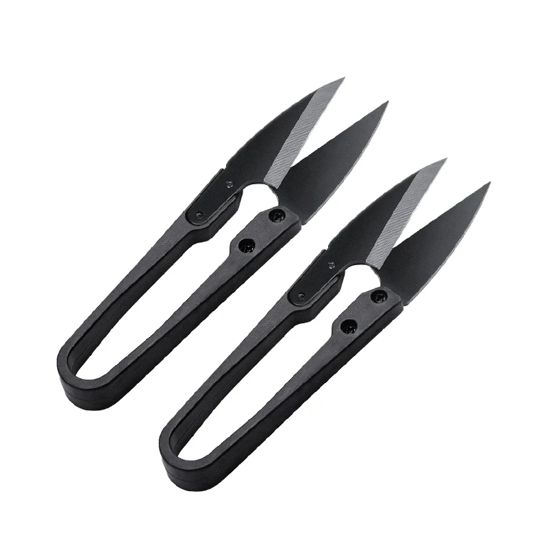 Stainless Steel U-shaped Elastic Scissors 1/2pcs Black Carbon Steel Clothing Needle Thread Sewing