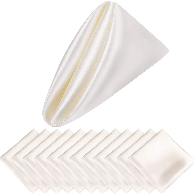 12pcs Hemstitched Square Napkins 30x30cm Satin Cocktail Napkin for Party Wedding Table Cloth Soft Kitchen Dinner Napkins